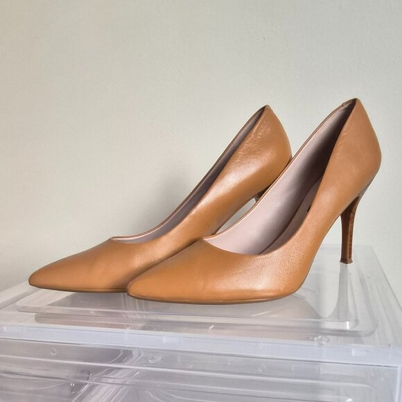 Nine West Leather Beige Pumps, Size 8 1/2 - Picture 1 of 8